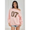 Attraco Women's Off shoulder Long Sleeve Sweatshirt Oversized Number Pattern Fleece lined Pullover Top Fallfreshness - 2 of 4