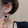 Elegant Black Heart Drop Earrings, Asymmetric Crystal Gift for Valentine's Day & Birthday. - 3 of 4