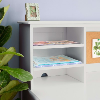 Gray Wooden Kids Desk with Hutch and Chair Set