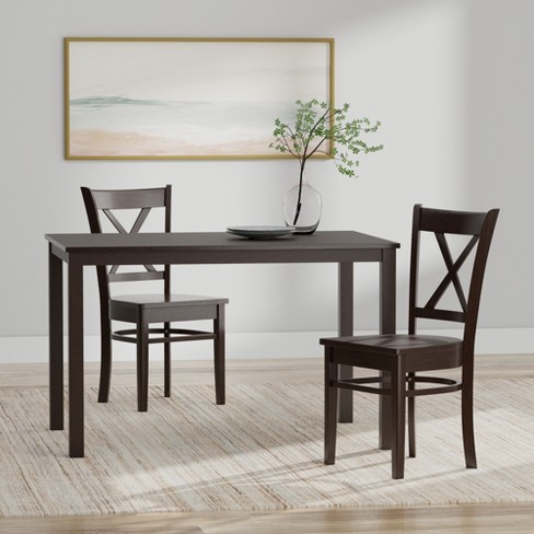 3 piece solid wood best sale dining set