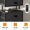 WOWLIVE Nightstand with Charging Station and LED Light, 4 Fabric Drawers Black Bedside Table, End Table for Bedroom - 4 of 4