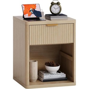 Bedside Table Nightstand with Bedside Storage,Bedroom Side Table and Organizer,Functional and Fluted Nightstand for Bedroom, Living Room, Home Office - 1 of 4