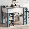 TIRAMISUBEST Full Size Wood Loft Bed with Built-in Clothes Rod & 4-Tier Bookcase, Versatile Kids Bed Frame with Desk & Shelves - 3 of 4