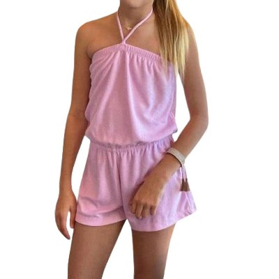 Girl Terry Romper - flowers by zoe