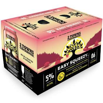 2 Towns Easy Squeezy Raspberry Lemonade Hard Cider - 6pk/12 fl oz Cans