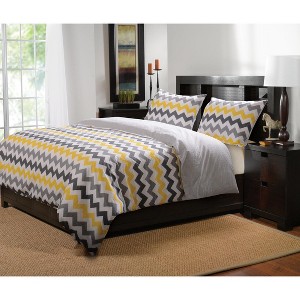 Greenland Home Fashions 1312EMSK Vida Yellow/Gray 3-Piece King Duvet Cover Set, 108X92 Inch - 1 of 3