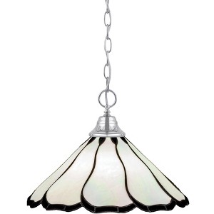 Toltec Lighting Any 1 - Light Pendant in  Chrome with 16" Pearl & Black Flair Art Glass Shade - 1 of 1