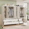 Buenhomino 90.5" White Freestanding Modular Wardrobe Combo Armoires Closet,DIY Closet System with Wood Storage Drawers and Hanging Rods - 2 of 4