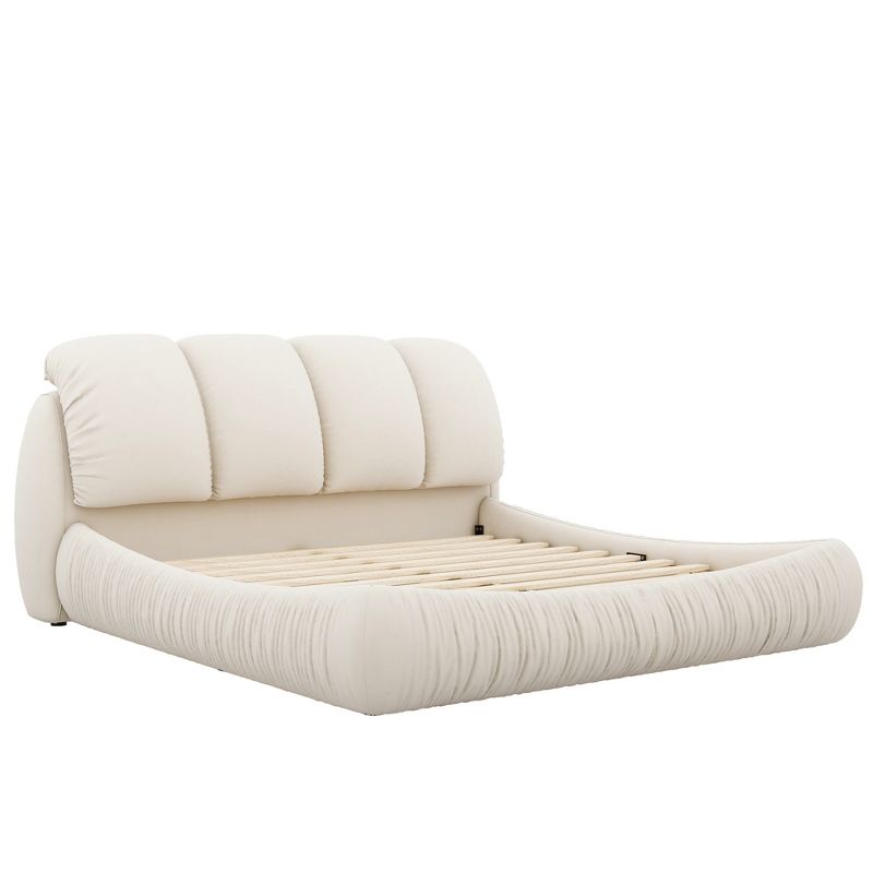 Queen Size Luxury Velvet Upholstered Bed With Headboard and Oversized Padded Backrest 4A - ModernLuxe, 4 of 11