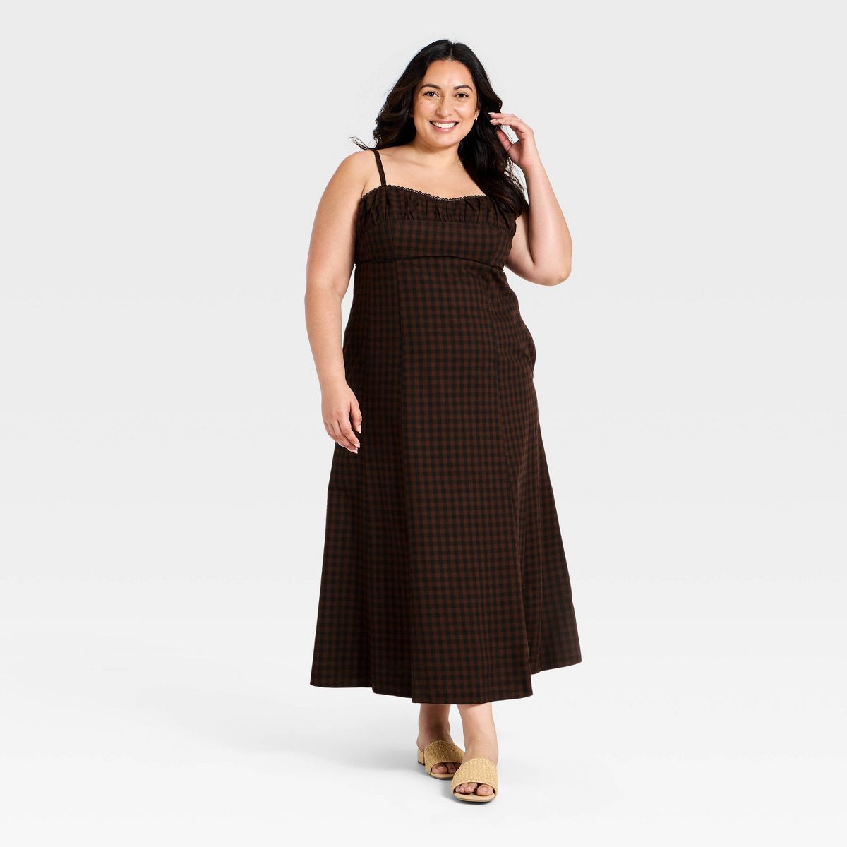 Women's Cami Gingham Maxi Dress - A New Day™ Black - thumbnail 6