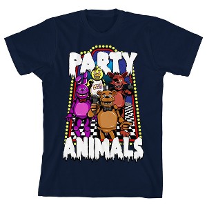 Five Nights At Freddy's Party Animals Youth Navy Crew Neck Short Sleeve T-shirt - 1 of 3