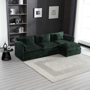 112.2'' Modern L-Shaped Sectional Sofa with Movable Pedals, Detachable Armrests, and Chenille Fabric - 1 of 4