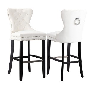 WestinTrends 29" Tufted Velvet Counter Stool - 1 of 4