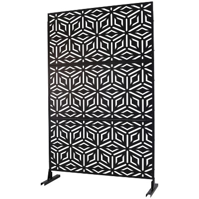 Vynxaria 76" Metal Privacy Screen - Freestanding Decorative Divider for Indoor & Outdoor Use