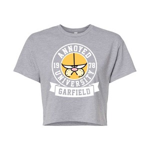 Women's - Garfield - Annoyed University Cropped Graphic T-Shirt - 1 of 4