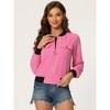 INSPIRE CHIC Women's Stand Collar Zip Up Flap Pocket Bomber Jacket - 3 of 4