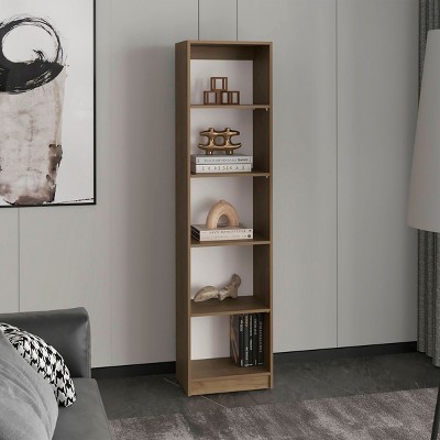 FURNIinspire Utility Storage Shelves 71.1inch Slim Shelving Unit Multifunctional 5 Tier Bookcase, Living Room Storage Shelf, Beige, 11.8"*17.8"*71.1"