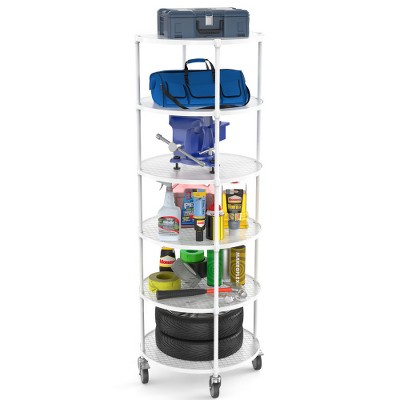 Dolonm Heavy Duty Adjustable Storage Rack Metal Shelf Wire Shelving Unit with Wheels & Shelf Liners