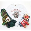Simply Sage Market Women's North Pole Reindeer Oval Wreath Long Sleeve Garment Dyed Tee - 3 of 4