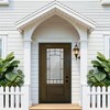 Lirago Fiberglass Front Doors 36  inch  x 80  inch  with Brickmould Vinyl Frame Dark Brown 3 4 View Frosted Glass Classic Style Left Hand Inswing - 3 of 4
