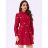 INSPIRE CHIC Women's Casual Long Sleeve Half Placket Embroidered Floral Mini Shirt Dress - 2 of 4