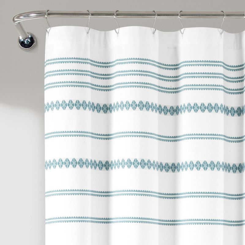 72&#34;x72&#34; Breezy Chic Tassel Jacquard Eco-Friendly Recycled Cotton Shower Curtain Blue - Lush D&#233;cor, 3 of 6