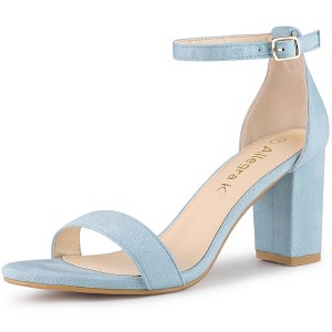 Allegra K Women's Adjustable Buckle Ankle Strap High Chunky Heels Sandals - 1 of 4