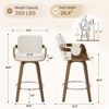 Bekrvio 26" Swivel Counter Stools with Back & Arms, Faux Leather Mid-Century Bar Stools for Kitchen Island, Walnut Frame, Set of 1/2/3/4 - 4 of 4