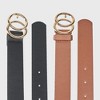A Little Obsessed Youth Girls 2-Pack PU Leather Belts with Status Buckles (Size 6-12, Waist Size 18"-22") Girls Belts in Black and Brown - 3 of 4