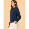 Allegra K Women's Satin Puff Sleeve Stand Collar Work Top - 3 of 4