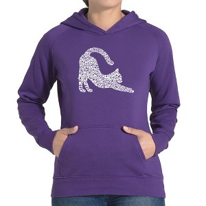 LA Pop Art Stretching Cat - Women's Word Art Hooded Sweatshirt - 1 of 4
