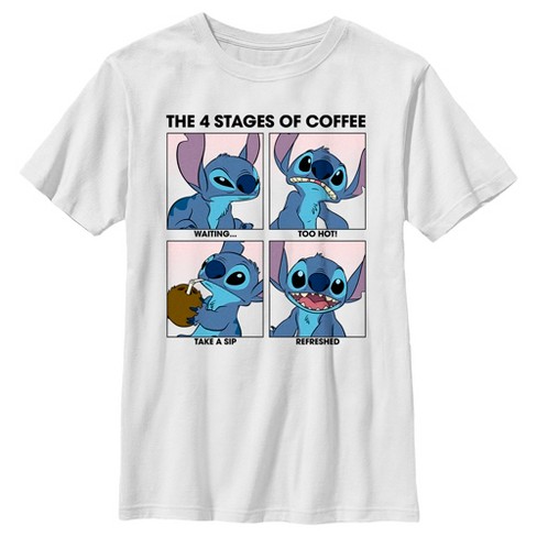 Boy's Lilo & Stitch The 4 Stages Of Coffee T-shirt - White - X Large :  Target