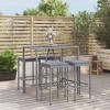 vidaXL Patio Bar Set Outdoor Garden Table with Stool with Cushions Poly Rattan - Gray 43.3" Table Length 4 Piece - 2 of 4