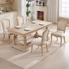 Set of 2 French Country Dining Chairs with Carved Wood Legs and Fan/Round Back in Linen for Kitchen or Dining Room-Cuddlewood - 2 of 4
