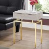 Monarch Specialties Accent Table Side End Nightstand Lamp Storage Drawer Living Room Bedroom Metal Laminate Beige Marble Look Gold Contemporary Modern - 2 of 4