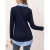 Coolmee Women's Contrast Collared Shirts Long Sleeve Patchwork Work Blouse Tunics Tops - 4 of 4