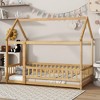 Whisen Full Size Bed & Floor Bed, Wooden Structure with Fence Design for Safe & Imaginative Sleep Spaces For Children - 3 of 4