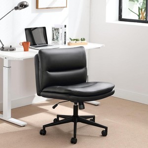 Grungis PU Leather Armless Swivel Office Chair with Wheels,Gaming Chair with Adjustable Height,Computer Chair for Office - 1 of 4