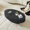 FONTOI Handcraft Drum Coffee Table for Living Room Table Minimalist Oval Sofa Table with Sturdy Base, Toenailed Edge, Black, 43.7"* 24.8"*13.78" - 2 of 4