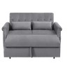 55in Modern Convertible Loveseat Sleeper Sofa Couch w/ 2 Lumbar Pillows, Adjustable Pull-Out Bed and Removable Armrest for Living Room, Apartment - 4 of 4