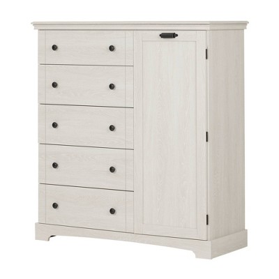 Lilac Door Chest with 5 Drawers Winter Oak - South Shore