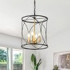 3-Light Black and Gold Cage Chandelier, Modern Drum Pendant Lighting Fixture for Dining Room or Entryway - 2 of 4