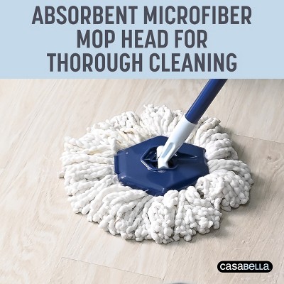 Casabella Dual-Bucket Blue and White Spin Mop System with Extra Refill