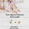 Marquise CZ Flat Back Earrings 18g for Cartilage Helix Tragus Lobe Gold Plated Sterling Silver 1 pair by Ginger Lyne - 3 of 4