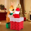 Costway 5 FT Christmas Inflatable Liftable Santa Claus Climbing Chimney Reindeer on Gift - 3 of 4