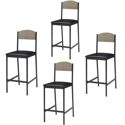 Bar Stools, Barstools Set of 2 or 4 with Footrest and Upholstered Back