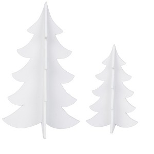 carol & frank Flocked White Tree Figurine Set of 2 - 1 of 3