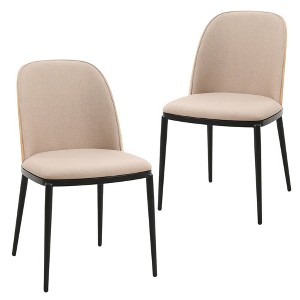 LeisureMod Tule Dining Side Chair with Velvet Seat and Black Powder-Coated Steel Frame Set of 2 - 1 of 4