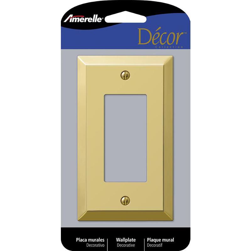 Amerelle Century Polished Brass 1 gang Stamped Steel Decorator Wall Plate 1 pk, 1 of 2