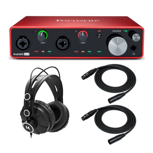Focusrite Scarlett 4i4 3rd Gen 4x4 USB Audio Interface + Headphones & XLR  Cables